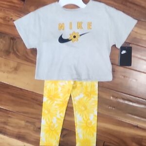 Nike Gray and Yellow Floral Toddler Set